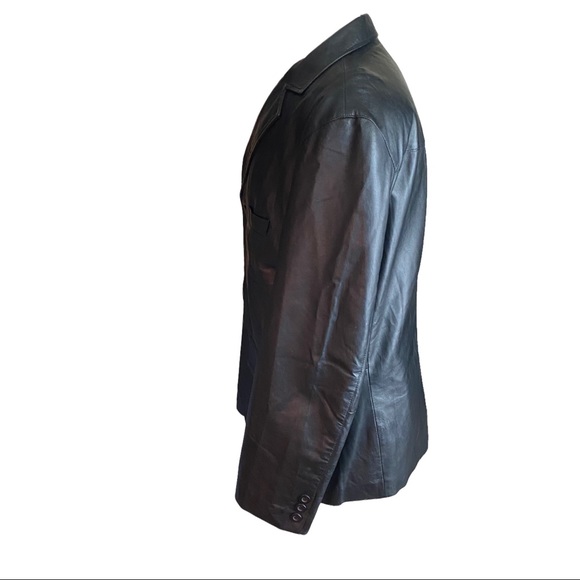 Unbranded Black 3-Button 100% Leather Sports Coat Suit Coat Men’s Euro 54 US 44R - Picture 7 of 11